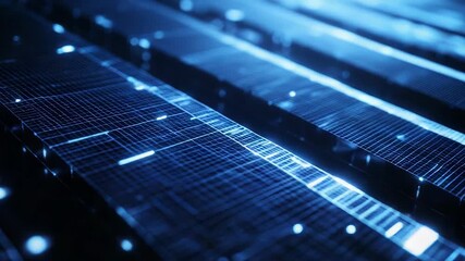 Wall Mural - futuristic server racks glowing with digital energy in a dark room