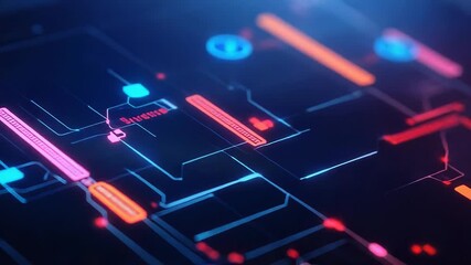 Wall Mural - futuristic electronic circuit board pulsating with data flow