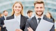© Sudarat - Professional Business Team Smiling with Documents in Office Setting