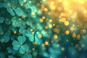 Wall Mural - clover leaf pattern bokeh effect background backgrounds outdoors glitter.