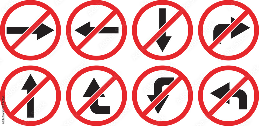 Stockvector Essential road safety signs prohibiting various turns with ...