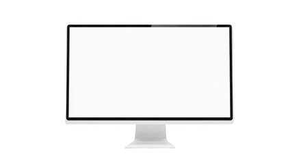 White computer screen on a stand isolated on transparent background