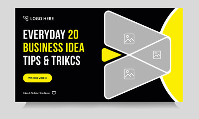 Wall Mural - best video tutorial thumbnail design for business idea, customizable vector video thumbnail design, 