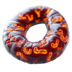 Abstract donut shaped object with reddish orange pattern