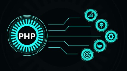 Abstract futuristic php technology with digital interface element visual