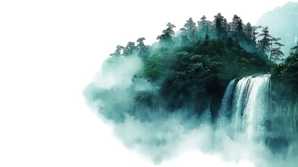 Wall Mural - Abstract Teal and Green Cloud Formation on Black Background