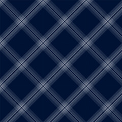 Wall Mural - Plaid with twill weave repeat pattern in navy blue.Gingham seamless pattern with stripes.Checkered tartan Geometric graphic vector illustration background.