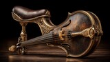 Luxury string instrument with ornate design and gold accents.