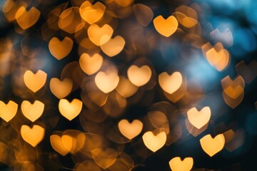 Wall Mural - heart shape boke light gold illuminated.