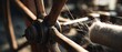 © Fernando - Antique wooden spinning wheel with wool, showcasing traditional textile craft and vintage weaving equipment in a rustic setting Concept of heritage, craftsmanship, and history