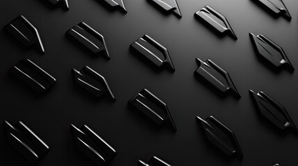 Dark Geometric Pattern: Glossy Black Shapes on Matte Surface, Abstract Design