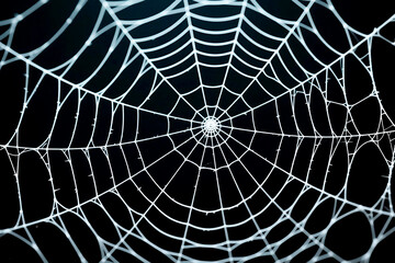 White spider web on a black background for Halloween
