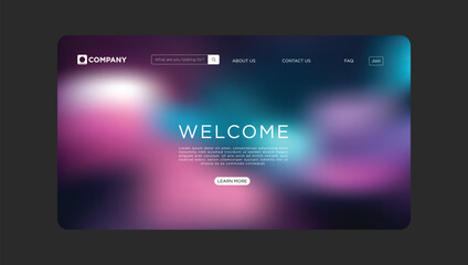 Modern website welcome page design with vibrant gradient background for online business