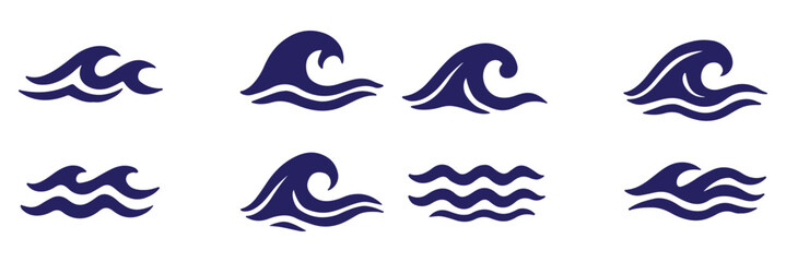 Wall Mural - Set of sea water waves. Logo vector collection