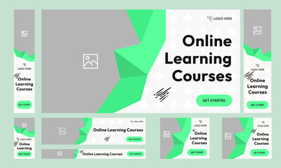 Wall Mural - customizable vector online education web set banner design for social media post, daily learning web