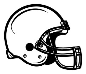 Wall Mural - classic american football helmet logo side view black and white outline line art drawing illustratio