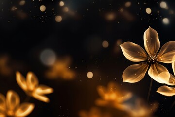 Wall Mural - neon black and yellow light pattern bokeh effect background flower nature petal.