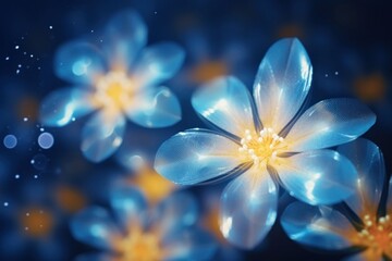 Wall Mural - neon yellow and blue light pattern bokeh effect background flower inflorescence forget-me-not.