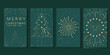 © Pabitra - Elegant art deco style christmas and new year greeting cards with gold accents on teal background