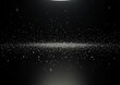 © Elenba - Glistening dust in dark space creates magical, glowing spectacle, with scattered specks of light. Glistening dust shimmers in the dim light and creates an ethereal cosmic atmosphere.
