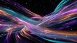 © baehaqi - Abstract ribbons of purple, cyan, and gold flow through a dark space with sparkles