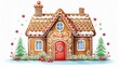 © Raymond - small watercolor gingerbread house on a white background