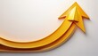 © Raymond - a bright yellow arrow curves upwards symbolizing growth and progress against a clean white background