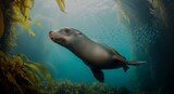 sea lion swimming underwater