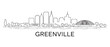 © Nargis - Greenville Line Art skyline silhouette. Landscape Greenville, South Carolina. Vector illustration. with white background