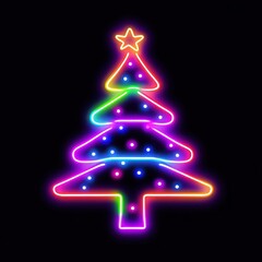 Wall Mural - christmas tree icon neon astronomy lighting.