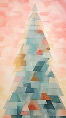 Canvas Print - christmas tree abstract painting shape.