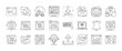 © Md - Internet, web and digital communication line icon set - Collection of thin line icons representing internet, cloud storage, downloads, email, messaging, notifications, security, networking, and online
