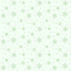 Wall Mural - Seamless pattern with green snowflakes isolated on background.Christmas, winter repeat pattern.Vector graphic texture background wallpaper.