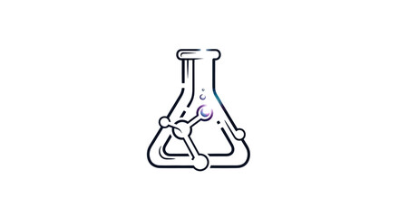 Illustration of a laboratory flask with a molecular structure inside, representing science, chemistry, or research.