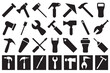 © KOHINUR - Thirty unique black and white tool icons in a grid layout