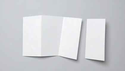 Blank tri-fold brochure on gray background