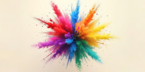 Exploding Colors: Captivating explosion of vibrant colors, a stunning display of chromatic brilliance against a soft backdrop, a true spectacle of the art of abstract expression. 