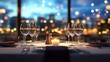 © Biplob - Romantic Restaurant Table Setting Candlelight and City Lights Bokeh image