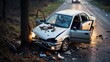 © Designer Mou - Car crash into tree on the side of road