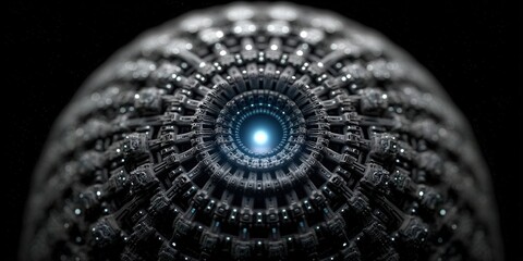 Wall Mural - Intricate metallic sphere with a bright core, perfect for futuristic concepts.