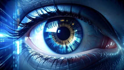 Futuristic Human Eye Scans with Digital Overlays and Advanced Recognition Technology