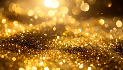 Gold glitter background with bokeh