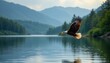 © Arethaawykoff - Bald Eagle Flying Over Mountain Lake