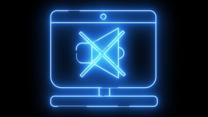 monitor screen icon and speaker icon that are silent with neon effect