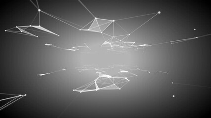 Wall Mural - plexus lines and dots connection motion. Digital technology, network connection futuristic visualization. Plexus background of glowing lines. Abstract technology, science, engineering. 4k.