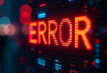 glitch error design with binary code and red digital warning. modern abstract background symbolizing