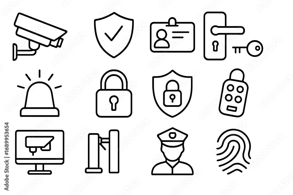 Security and access control line icon set. Thin outline symbols for ...