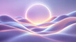 © mohammadalifi - Abstract pastel landscape with glowing orb and wavy dunes.