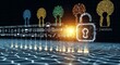 © Lauri - Zobrist Key Hashing: Digital Security with a Padlock and Fingerprint on a Dark, Grid-like Background