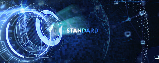 Wall Mural - Standard quality control. Certification. Business, technology, internet and networking concept. 3d illustration